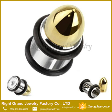 Stainless Steel Silver Gold plated Bullet Ear Expander plug